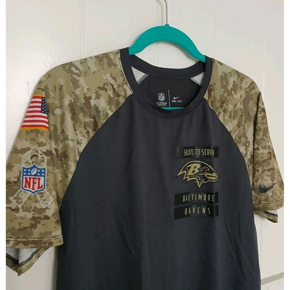Nike Baltimore Ravens Salute To Service Shirt Mens Medium Grey Camo 809279-060